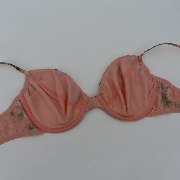 Victorias Secret Gold Label 36C 695 Pink Purple Flower Floral Underwire Bra VTG - Picture 8 of 14